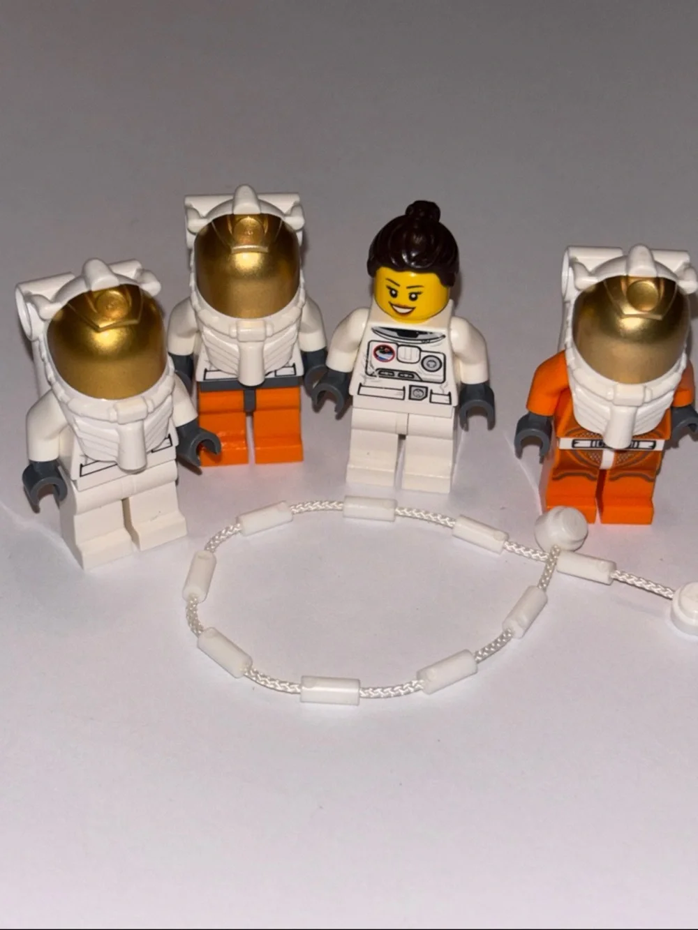 LEGO Astronaut Minifigure Lot with Gold Helmets - White & Orange